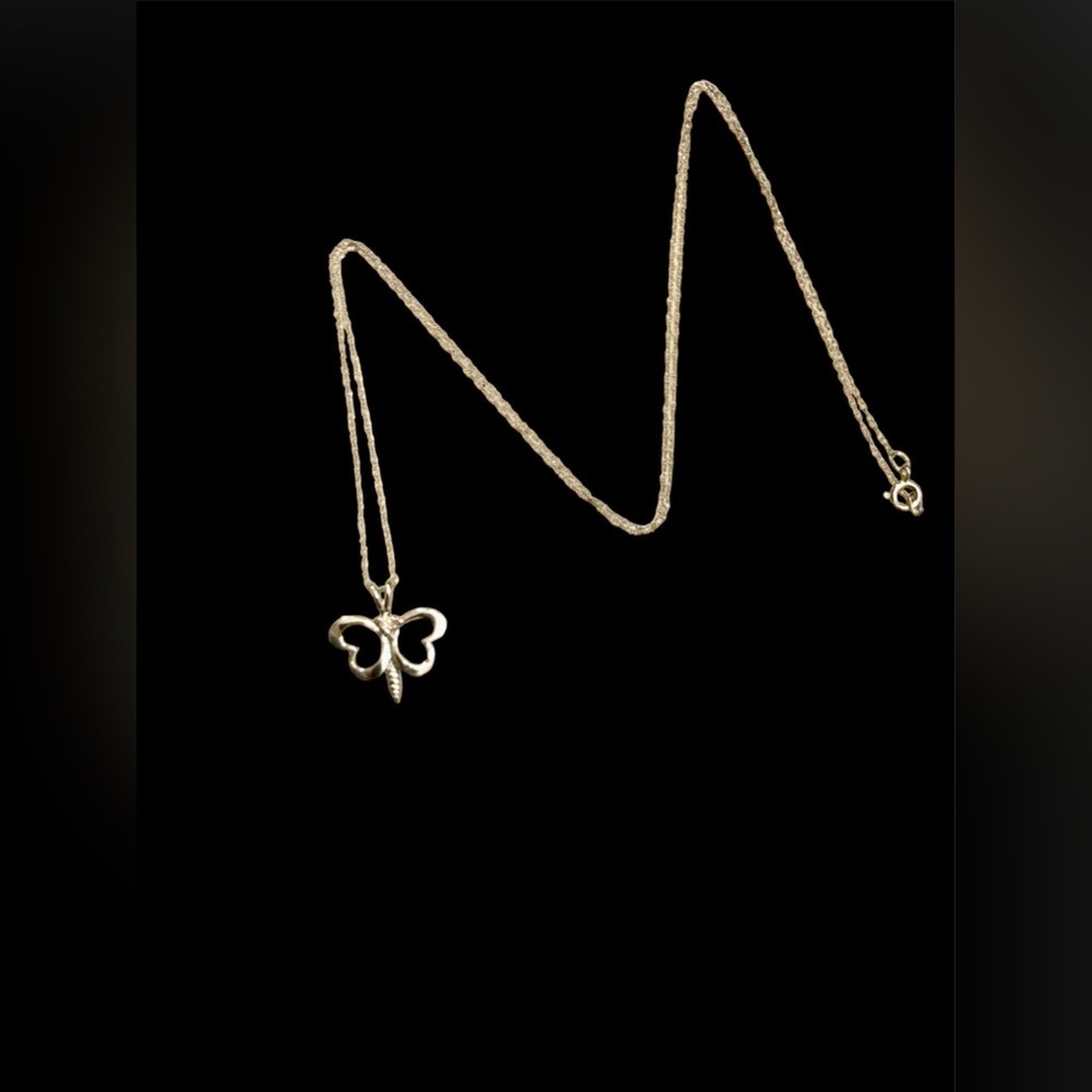 New! White Gold & Diamond Butterfly Pendant Necklace - Picture 2 of 7